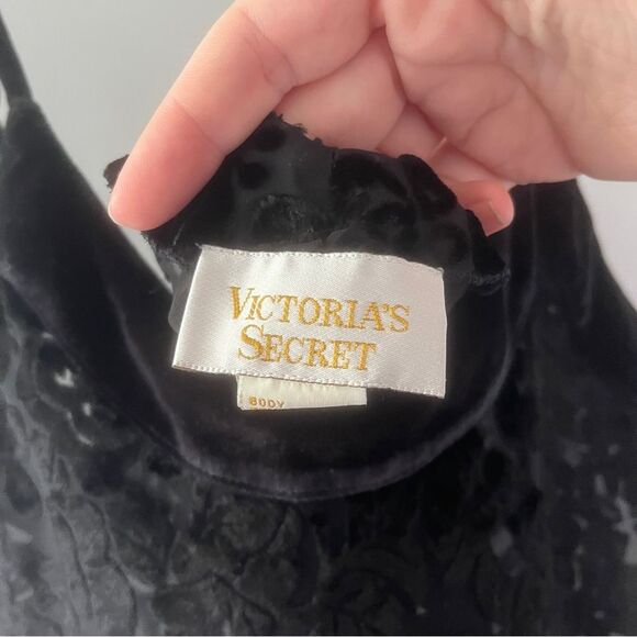 Vintage 90s Victoria's Secret Black Burnout Velvet Sleep Dress Size Medium - Picture 6 of 8